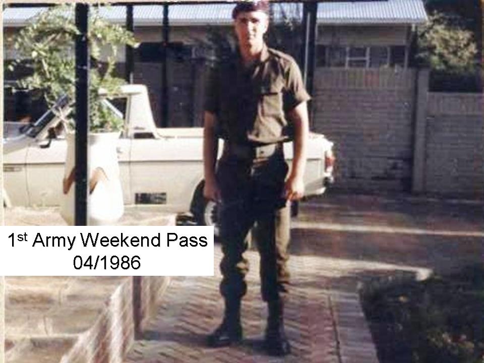 Johan Raath on his first Army weekend pass