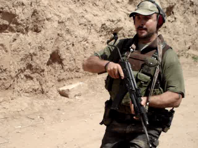Johan Raath equipped for security operations in Iraq