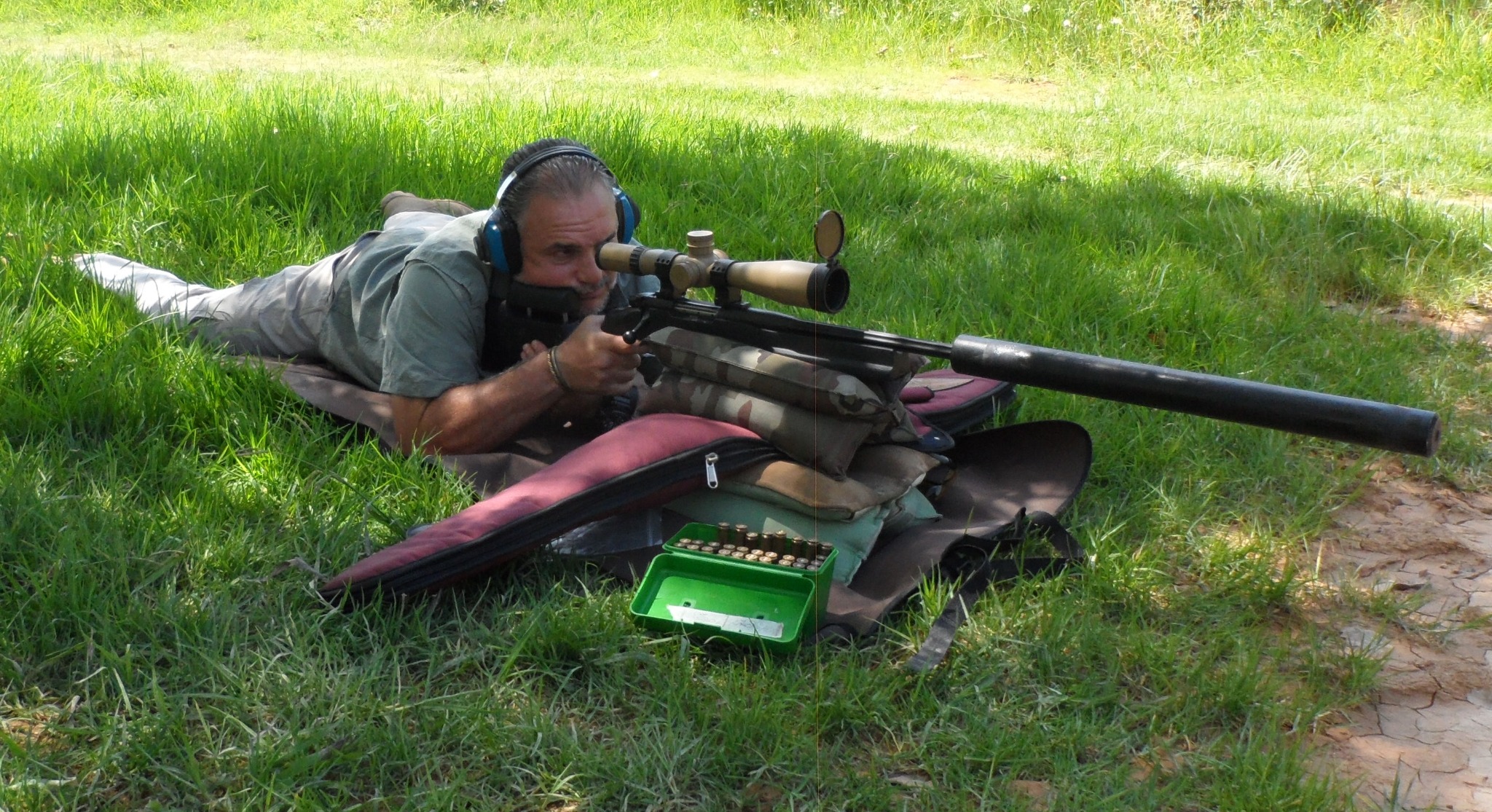 Johan Raath practising with a long-range rifle
