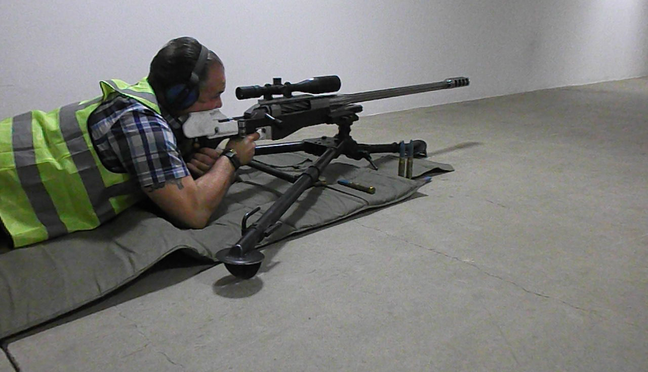 Johan Raath testing a 20 by 110 millimetre anti-materiel rifle